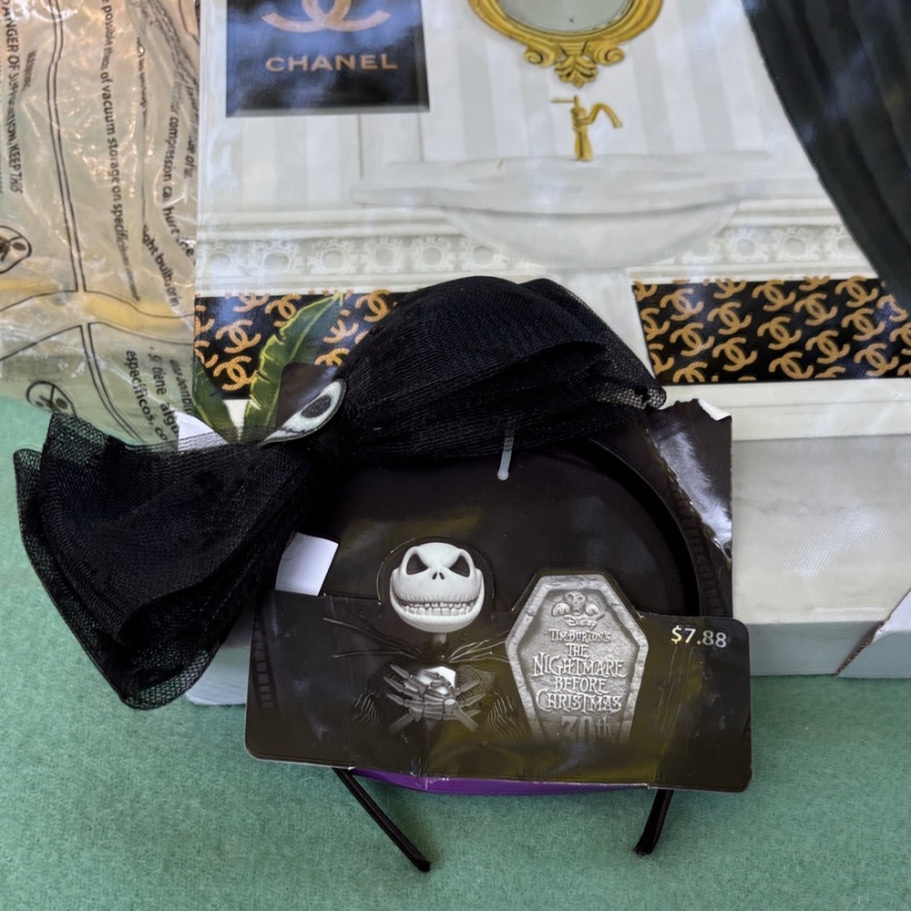 NWT Disney 30th Nightmare Before Christmas Black Headband Big Bow Jack Bats OS
